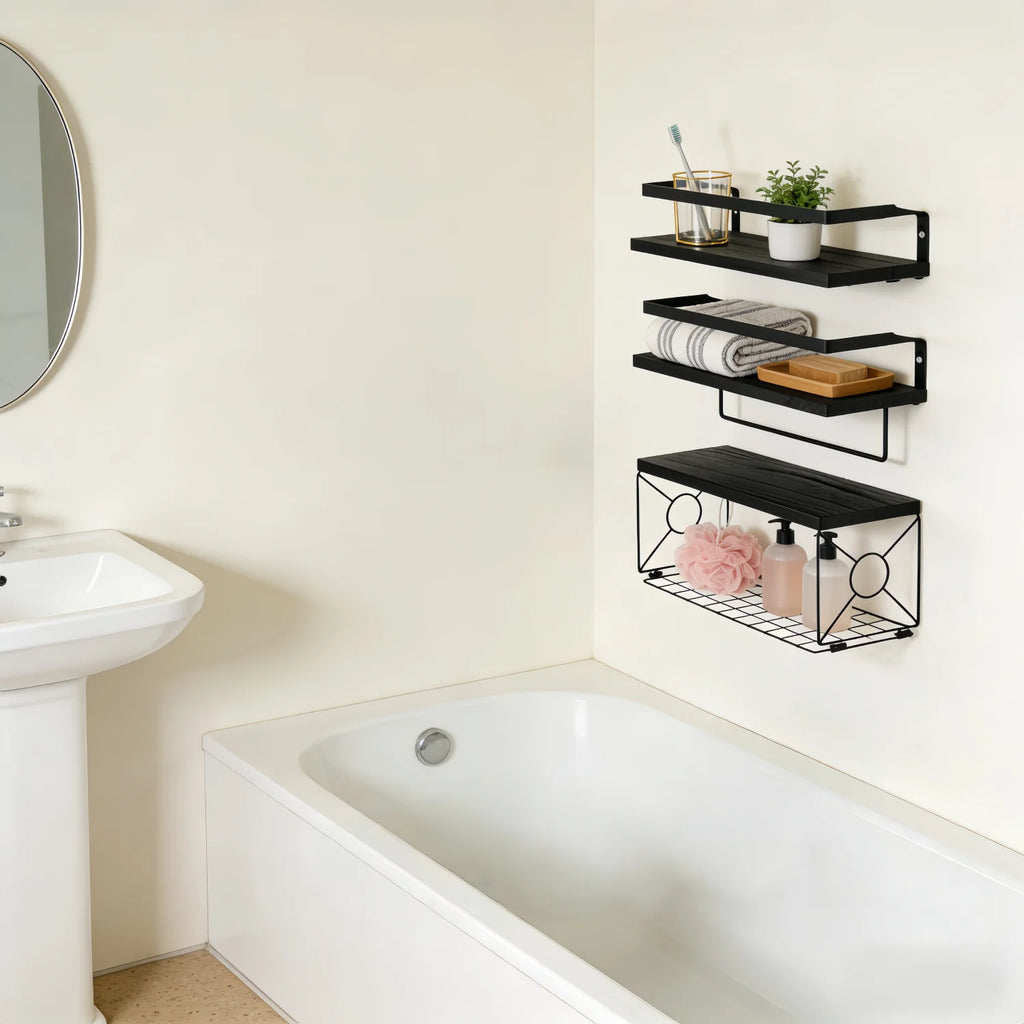 Floating Shelves for Wall Wood Bookcases Decor for Kitchen Farmhouse Bedroom Laundry Room Living Room Bathroom Hanging Storage